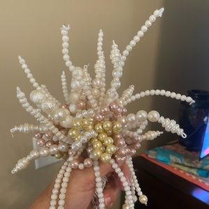 Wedding bouquet made with Pearls from with your special colors  made to order
